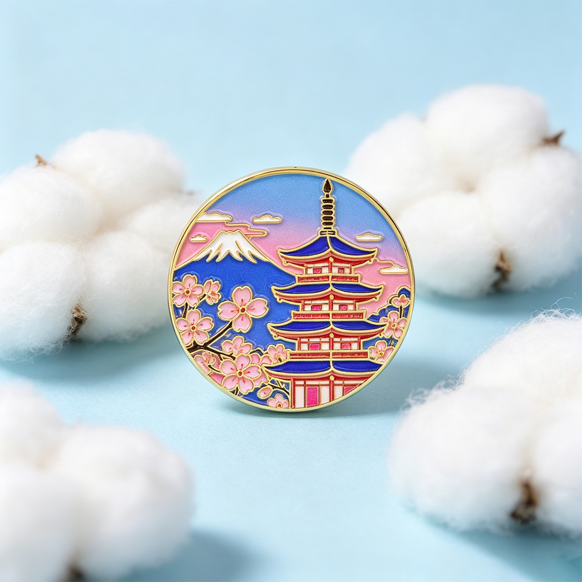 Travel Accessories Jewelry - Spilla smaltata con fiori di ciliegio