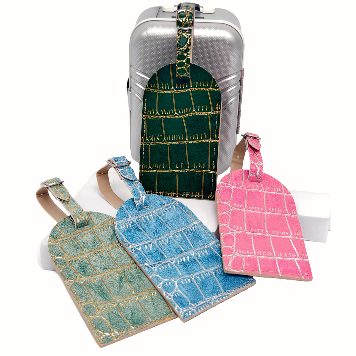 Luggage Tag Leather - Etichetta per bagagli con bordo color