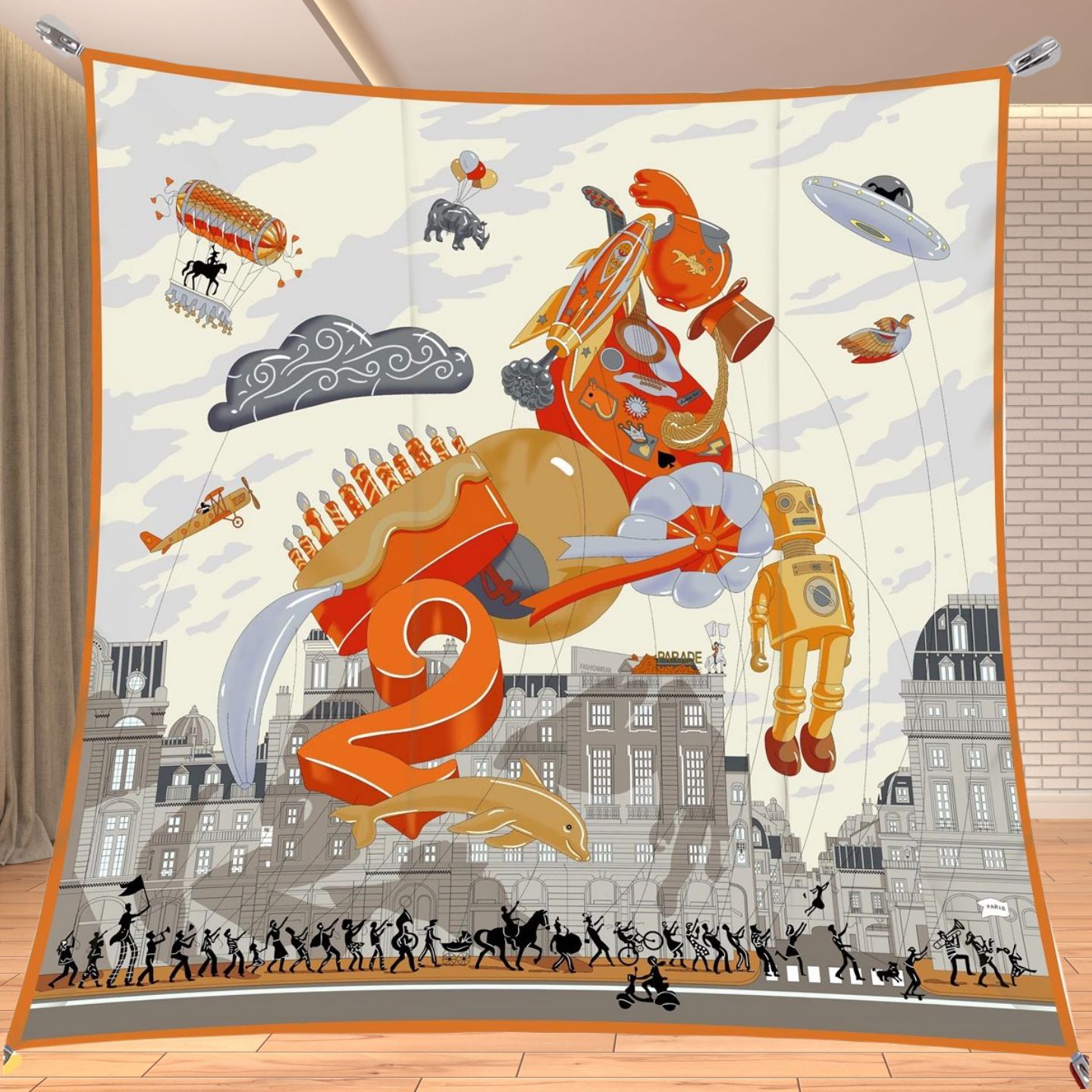 Quality Travel Accessories - Sciarpa Quadrata in Twill Effetto Seta